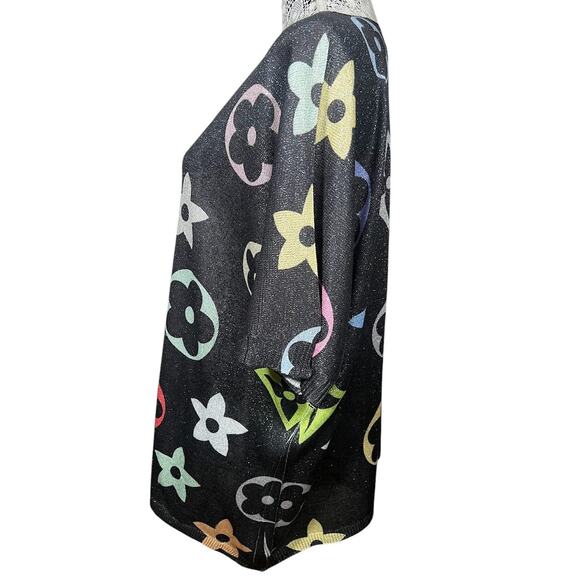 Liabella Italy Women's Geometric Pattern Short Sleeve Sweater One Size - Picture 3 of 9